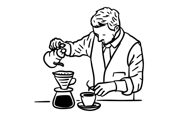 Barista Preparing Manual Brew Coffee Graphics
