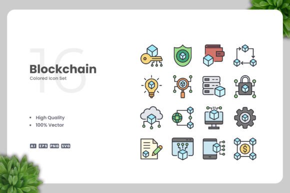 Blockchain Color Icons: Modern Graphics for Web & Apps