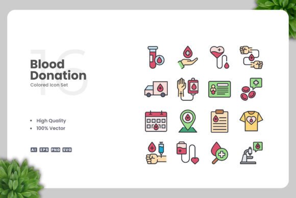 Blood Donation Color Icons: Essential Graphics for Branding