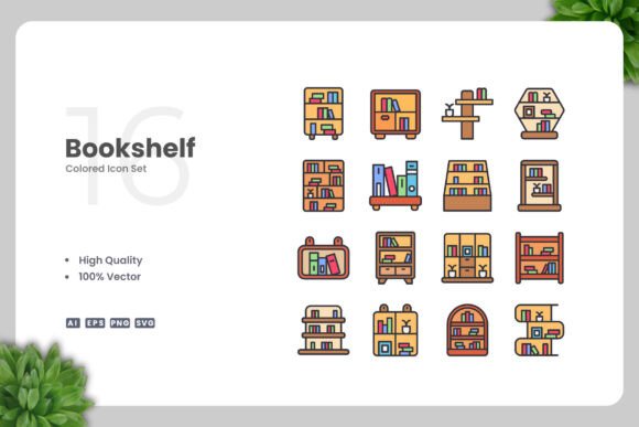 Bookshelf Color Icons: A Designer's Take on Stitching Library Charm