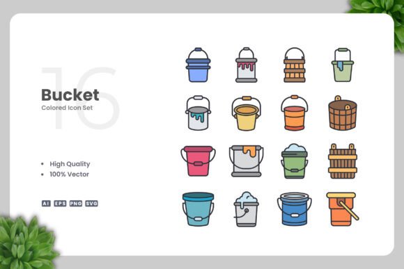 Bucket Color Icons: Essential Graphics for Digital Sellers