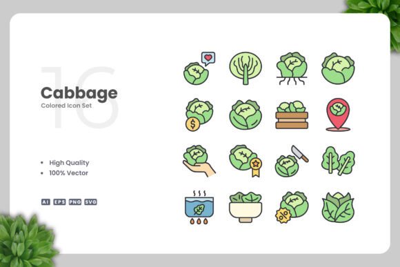 Cabbage Color Icons: Fresh Graphics for Modern Brands