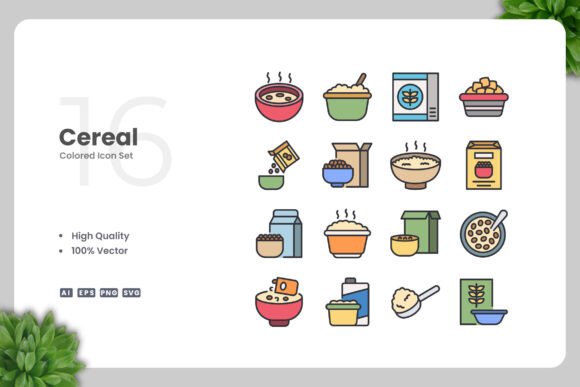 Cereal Color Icons: Graphics for Modern Design
