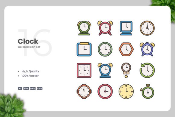 Clock Color Icons: Graphics and Icons for Modern Design