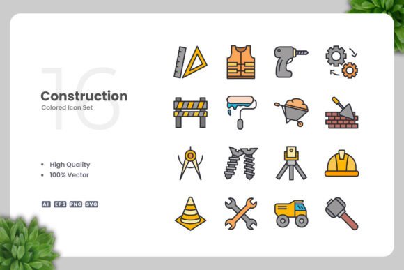 Construction Color Icons: Graphics for Sellers