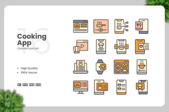 Cooking App Color Icons Graphics