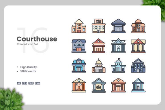 Courthouse Color Icons: Graphics and Icons for Real Projects