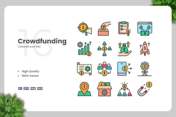 Crowdfunding Color Icons