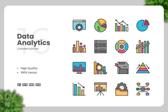 Data Analytics Color Icons: Modern Graphics for Branding