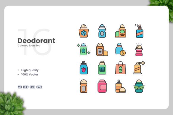Deodorant Colored Icons for Graphic Design