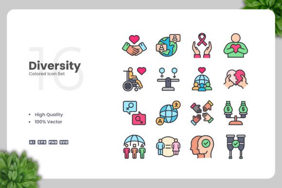 Diversity Colored Icons: Graphics and Icons for Local Business