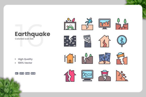 Earthquake Colored Icons