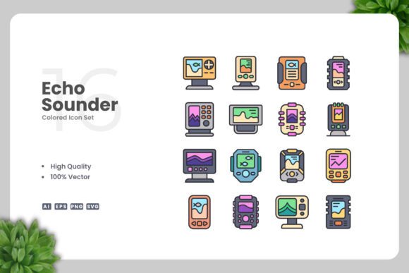 Echo Sounder Colored Icons: Graphics and Icons for Local Business