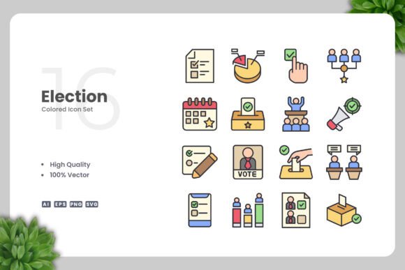 Election Color Icons: Graphics and Icons for Modern Design