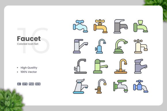 Faucet Colored Icons for Graphics and Icons