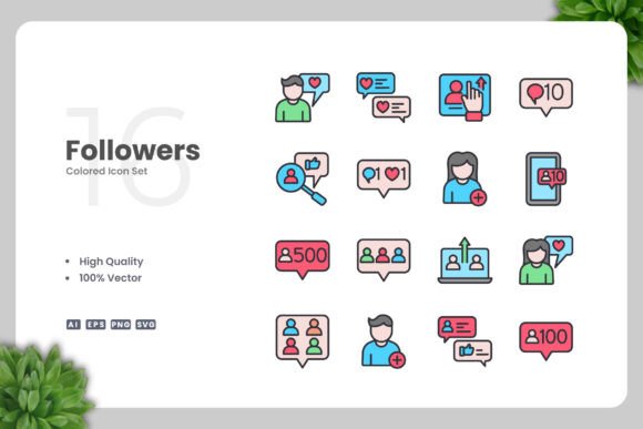Followers Color Icons: Modern Graphics and Icons for Branding