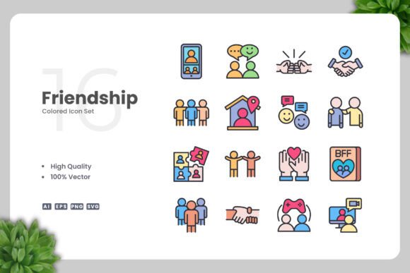 Friendship Color Icons: Vibrant Graphics for Modern Brands