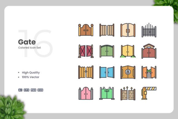Gate Colored Icons: Graphics and Icons for Digital Sellers