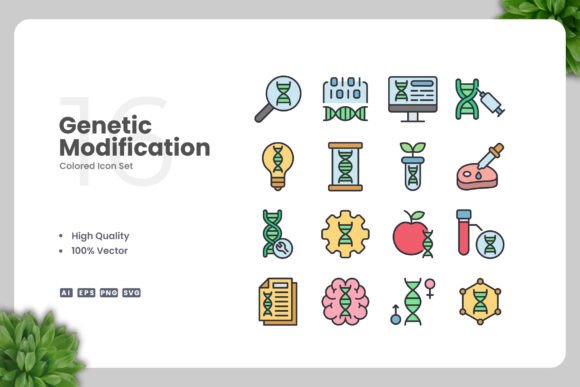 Genetic Modification Colored Icons for Graphics and Icons
