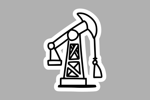 Hand-Drawn Oil Drilling Rig Graphics