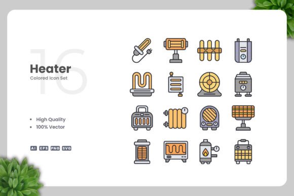 Heater Colored Icons: Graphics and Icons for Digital Sellers