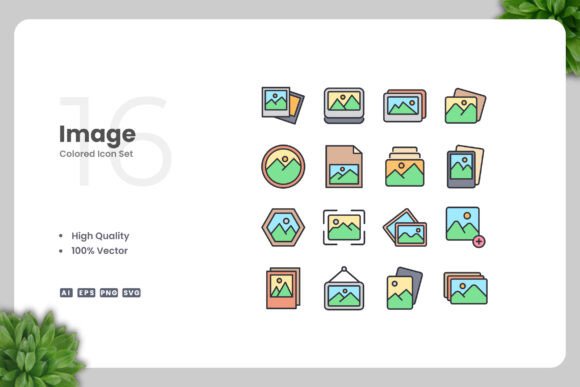 Image Colored Icons for Graphics and Branding