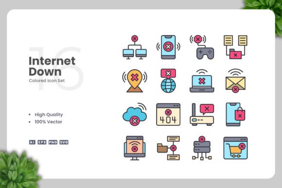Internet Down Colored Icons