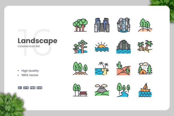 Landscape Color Icons: Graphics for Modern Blogs