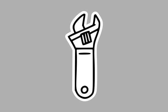 Minimalist Wrench Doodle Graphics