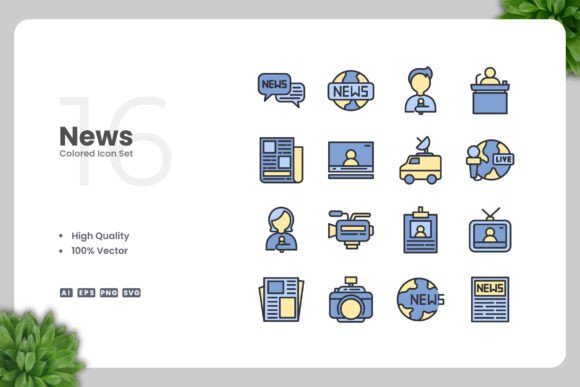 News Color Icons: Graphics and Icons for Modern Design