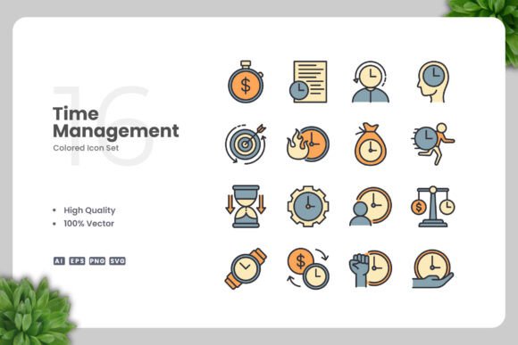 Time Management Color Icons Graphics