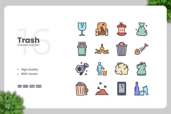 Trash Color Icons for Creative Crafting